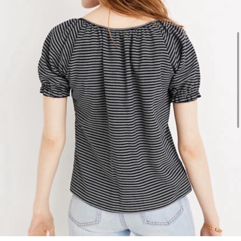 Madewell Blue White Stripe Peasant Top